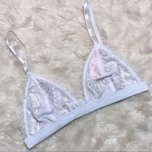 white lace triangle bralette
